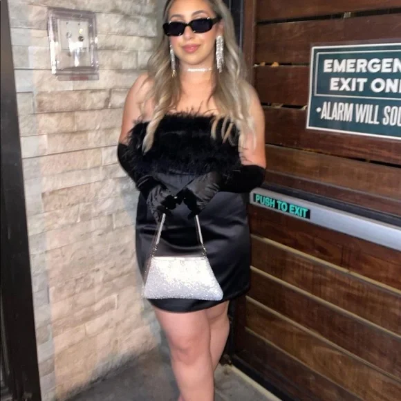 Black Marisa Feather mini dress - Picture 12 of 16